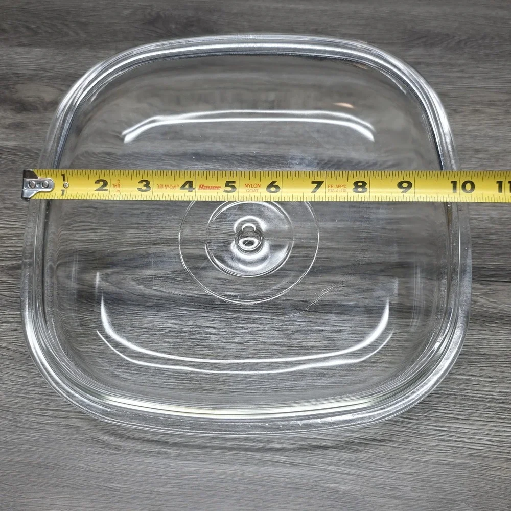 Pyrex Square Casserole Lid - Part# P-12-C - High Top Clear Lid - Small Handle